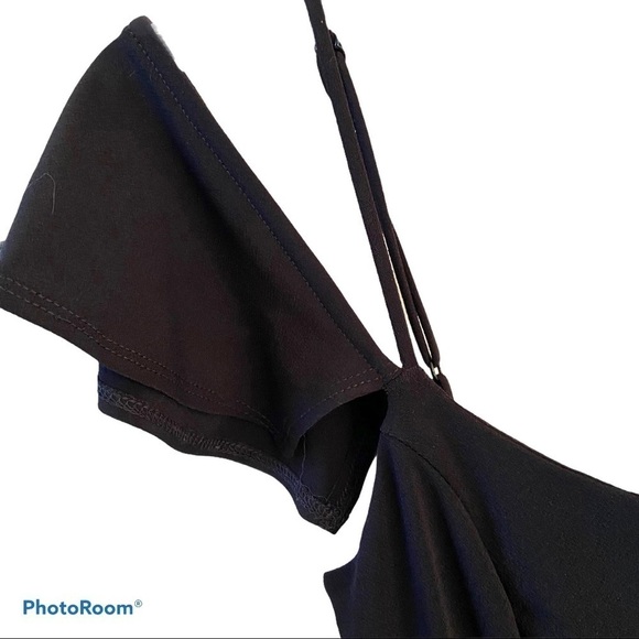 Urban Outfitter Black Stretch Cold-Shoulder Romper - Picture 3 of 7